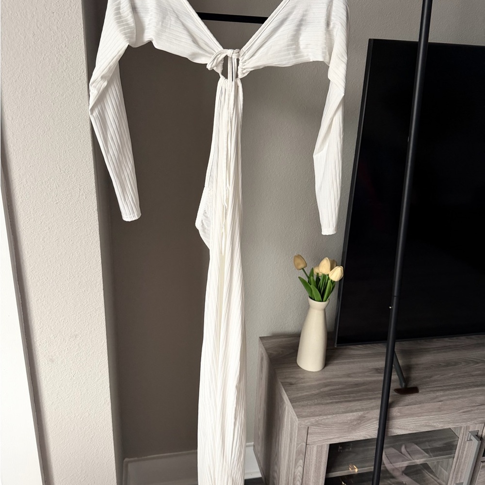 PrettyLittleThing White Backless Dress